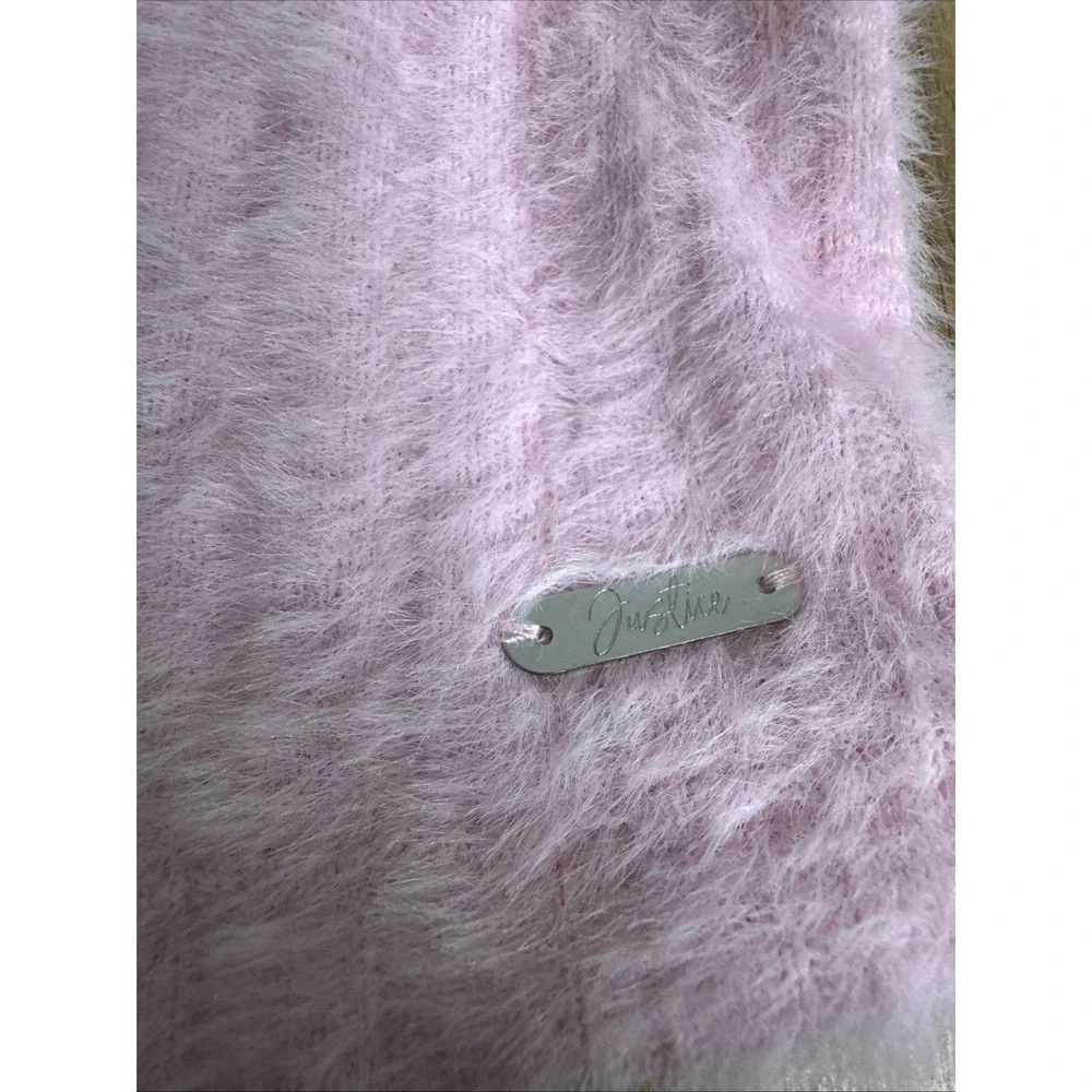 Justice Girls Size L(12/14) Button Up Sweater‎ Pink Furry Cute